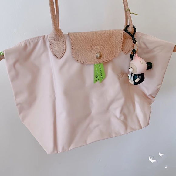 Le Pliage Green Large Shoulder Bag flower pink color - Picture 3 of 11